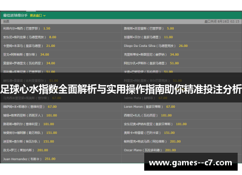 足球心水指数全面解析与实用操作指南助你精准投注分析